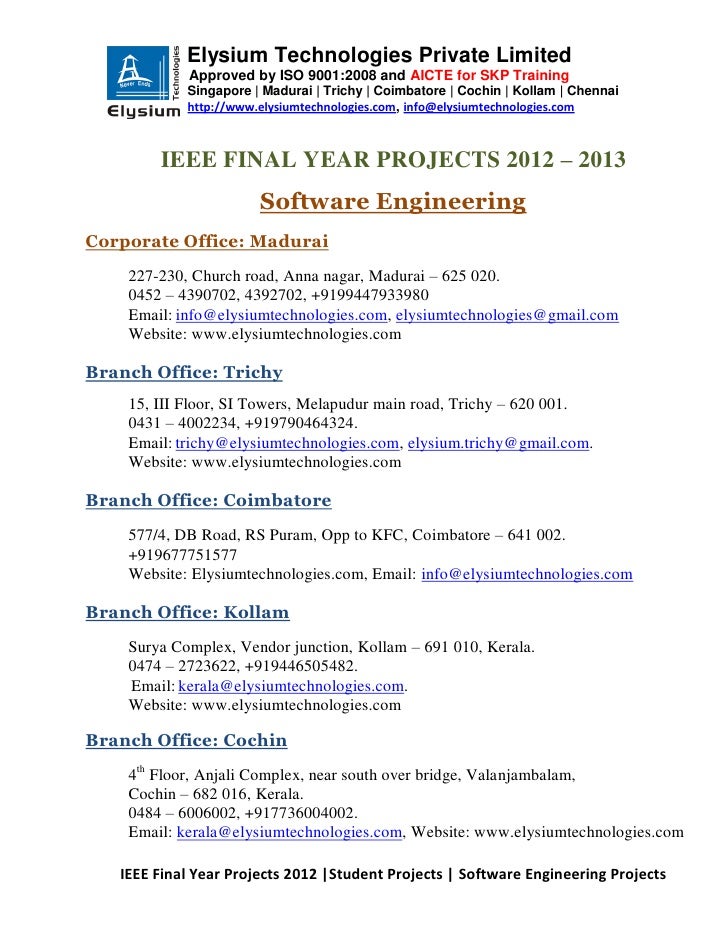 Ieee synopsis format for software project pdf